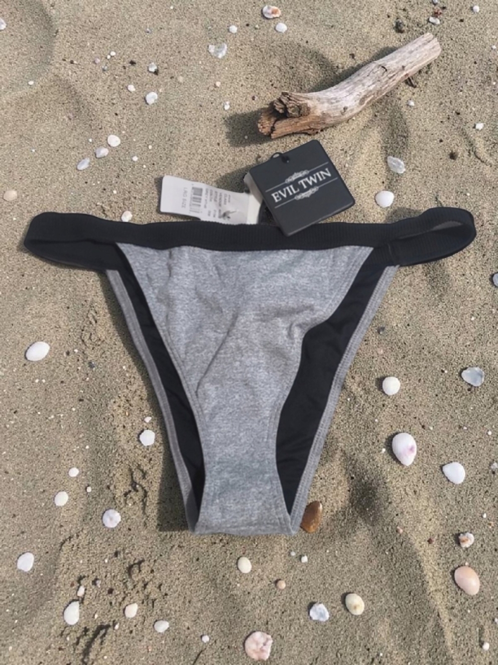 Evil Twin - Large Gray & Black Bikini Bottom